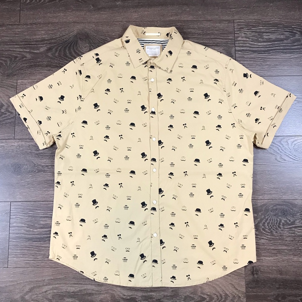Denim & Flower Tan Casual Button Down Shirt